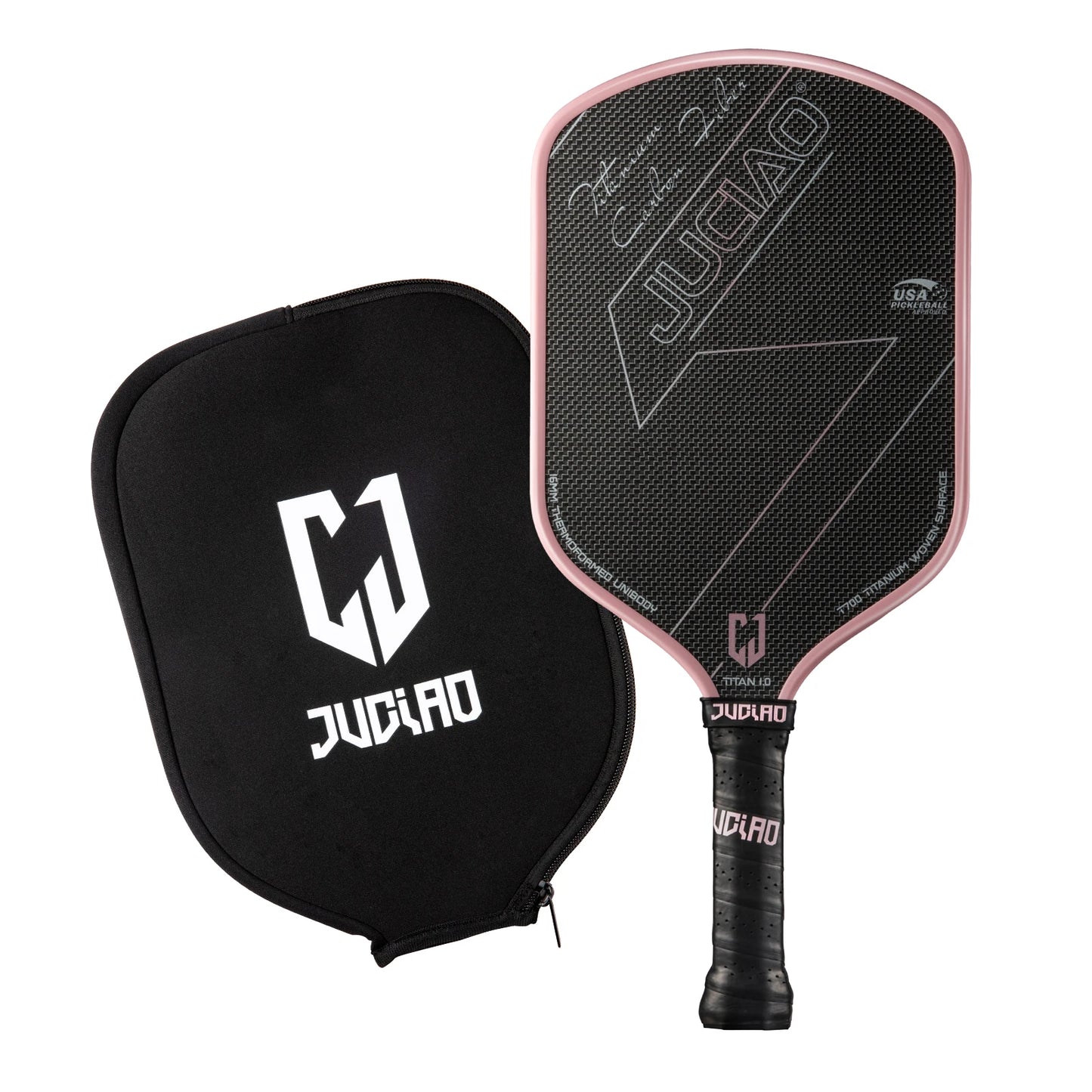 JUCIAO T-Titanium Pickleball Paddle Carbon Fiber Pickleballs For Spin And Control Foam Injected Edges Thermoformed Pickleball