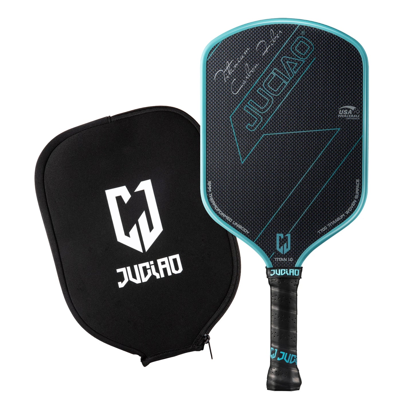 JUCIAO T-Titanium Pickleball Paddle Carbon Fiber Pickleballs For Spin And Control Foam Injected Edges Thermoformed Pickleball